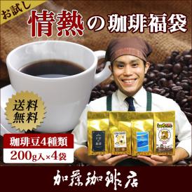 (200gVer)情熱の珈琲福袋(白鯱・鯱・白金・ミスト)【送料無料】/珈琲豆