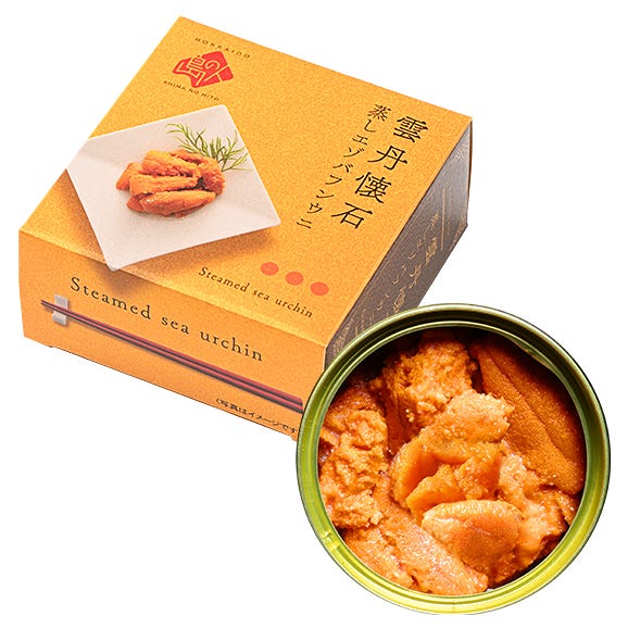 礼文・利尻島産 蒸しうに(エゾバフンウニ) 缶詰160g(80g×2)  無添加【送料無料】　雲丹 ギフト 北海道 内祝い お返し 贈り物 海鮮 食品 食べ物 お取り寄せグルメ06