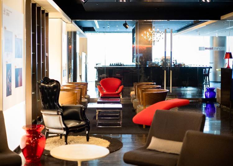Lobby lounge with designer chairs